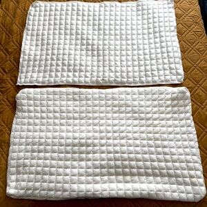 CB2 Grid White Cotton Jersey King Shams 2 36x20 White 100% Cotton Face RARE SALE
